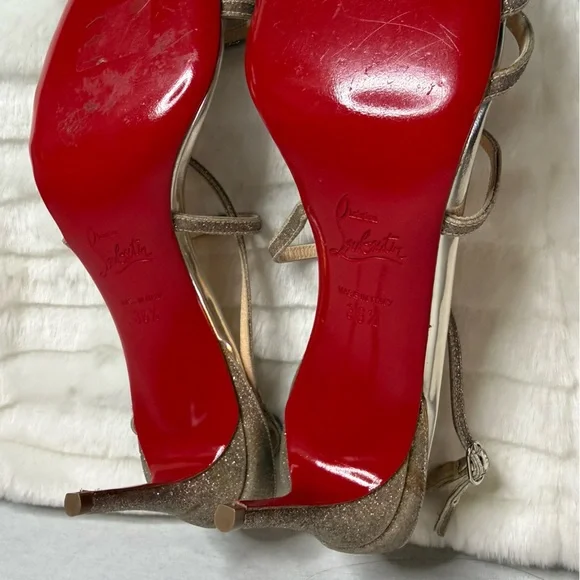 CHRISTIAN LOUBOUTIN Authentic Silver Strappy Sandals - Picture 12 of 15